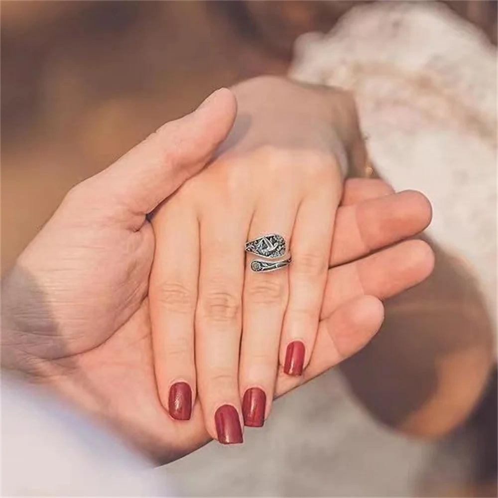 Hummingbird Sunflower Pattern Ring Bird Open Ring for Women Men Sterling Silver Adjustable Rings Party Wedding Jewelry Gifts