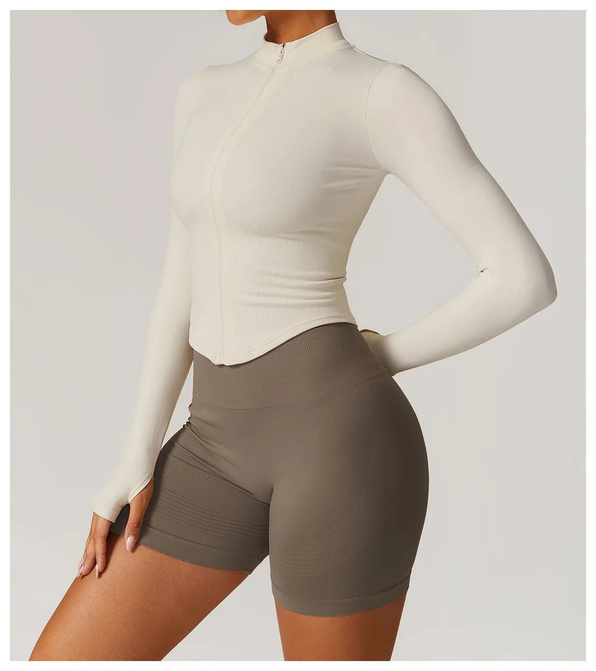 STANDING COLLAR LONG SLEEVED WORKOUT ACTIVE WEARS