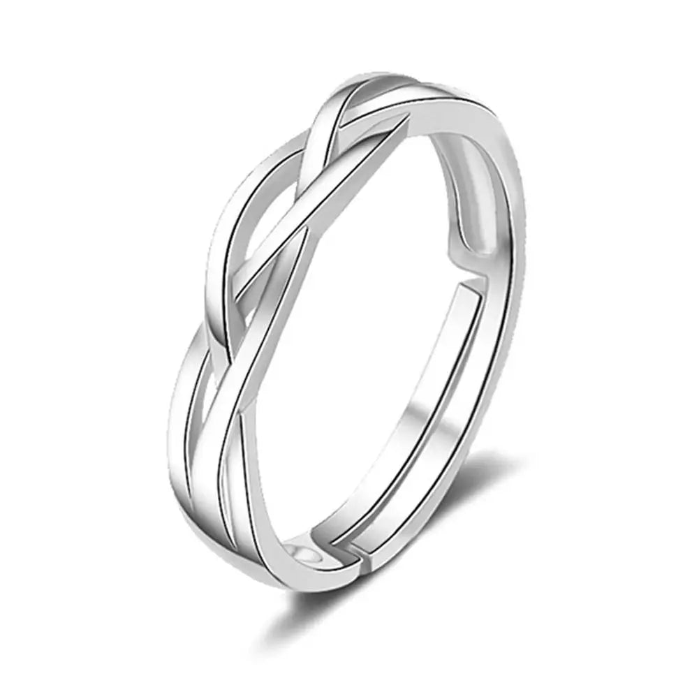 Fashion Silver Color Couple Rings Korean Simple Personality Romantic Pair Rings For Men And Women Adjustable Opening Gift