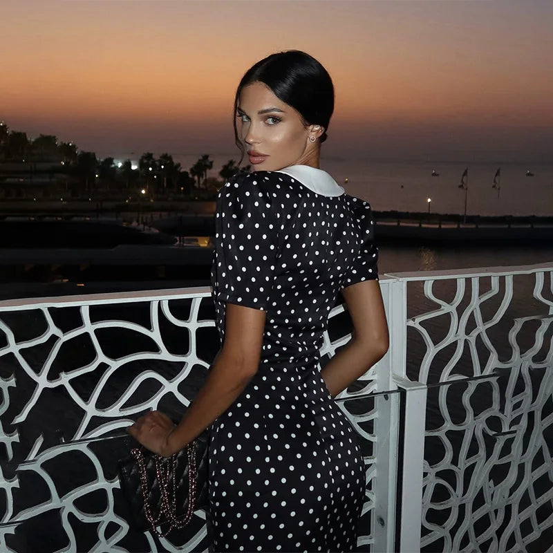 DOT PRINTED LONG DRESS