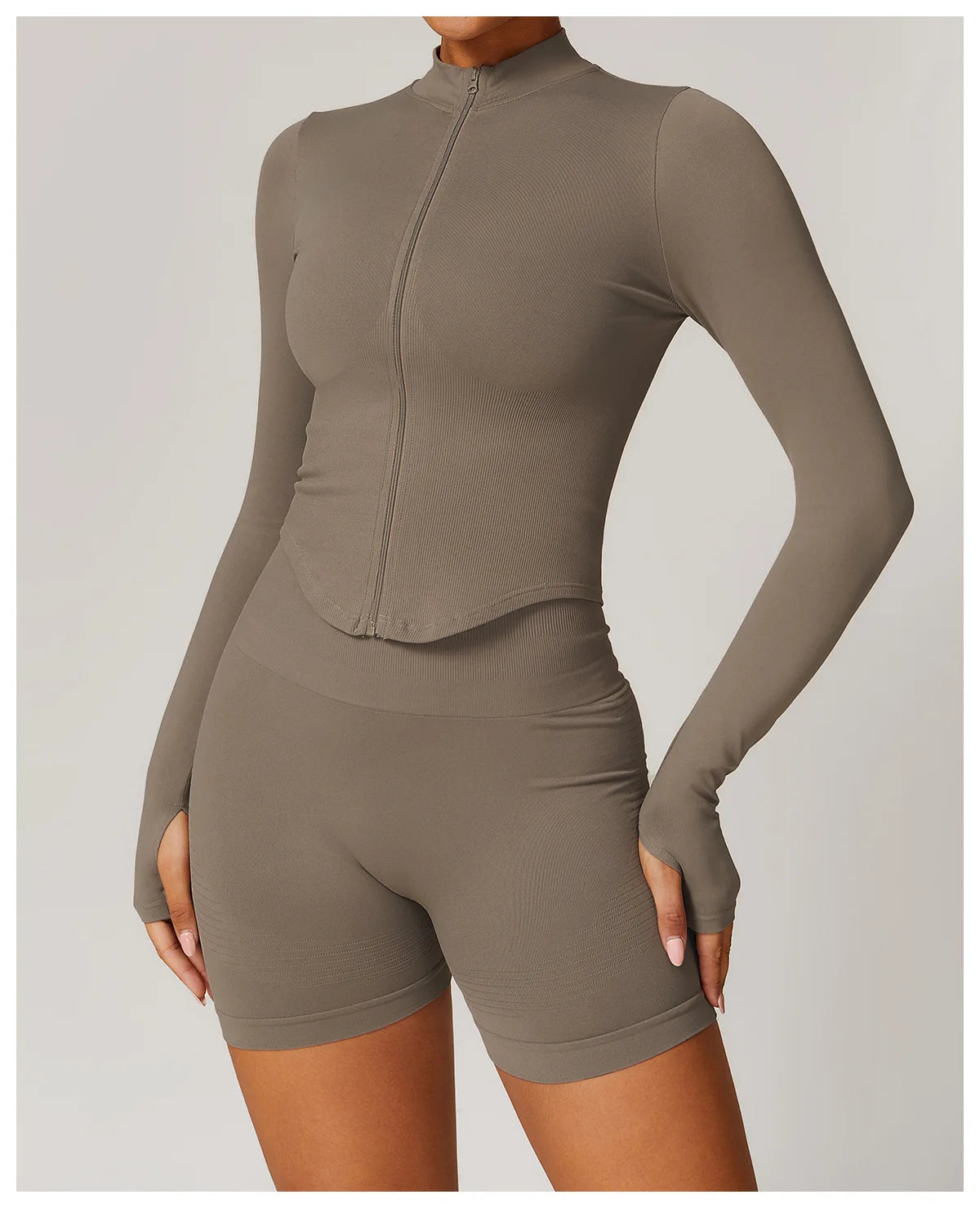 STANDING COLLAR LONG SLEEVED WORKOUT ACTIVE WEARS