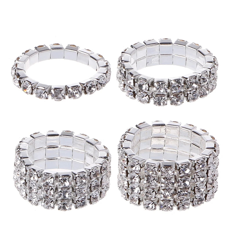Elastic Ring Fashionable Stretch Crystal Inlaid Finger Rings Unique Engagement Wedding Promise Ring Jewelry Gift