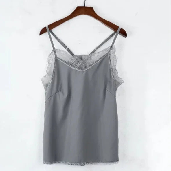 SILK SATIN DELICATE FRENCH BLOSSOM TANK TOP