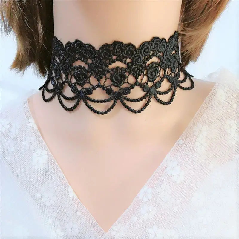 Girl Black Lace Choker Necklace For Women Grunge Neck Chain Collarbone Necklaces Punk Lolita Gothic jewelry For Girls Vintage