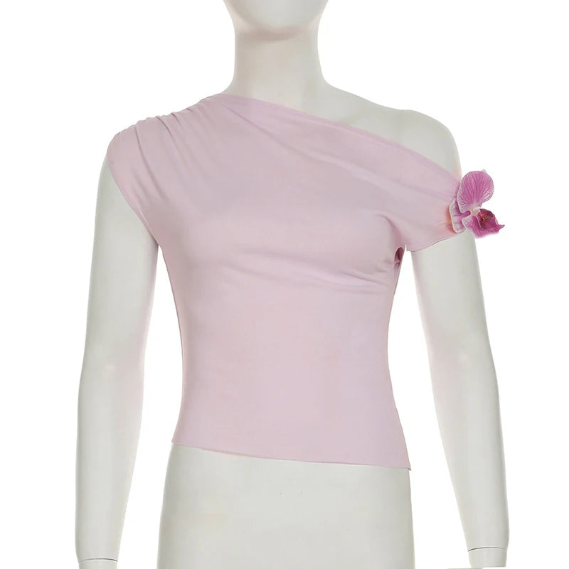 LAMUSA 2000s 3D FLOWER TANK TOP