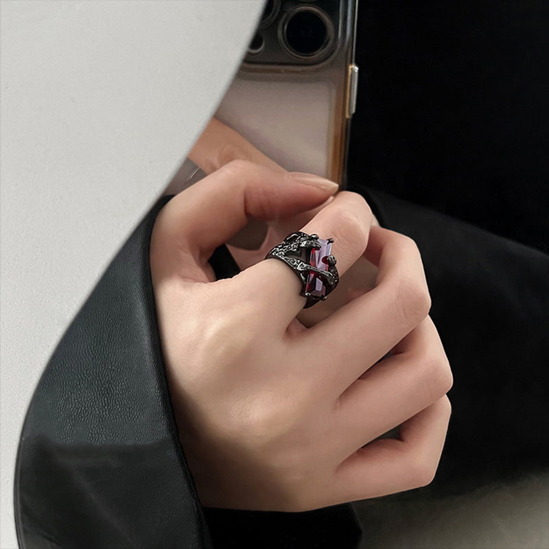 Fashion Romantic Sweet Zircon Crystal Bow Knot Rings Y2K Girls Women Delicate Lovely Blue Pink Heart Ring Party Dating Jewelry