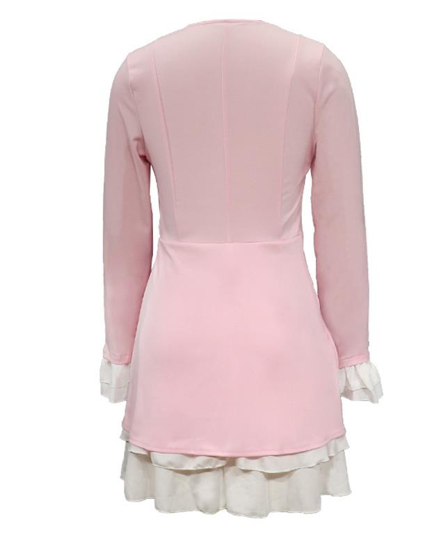 RUFFLE HEM LONG SLEVE BLAZER DRESS