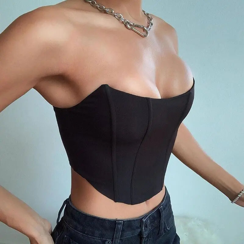 SLEEVELESS OFF SHOULDER CORSET CROP BOTTOM