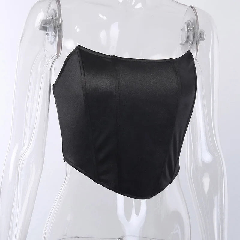SLEEVELESS OFF SHOULDER CORSET CROP BOTTOM