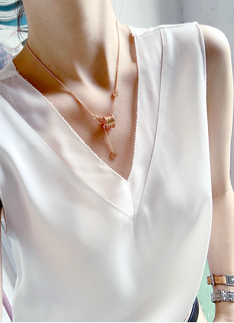 CHIFFON TUNIC SATIN SILK BLOUSE