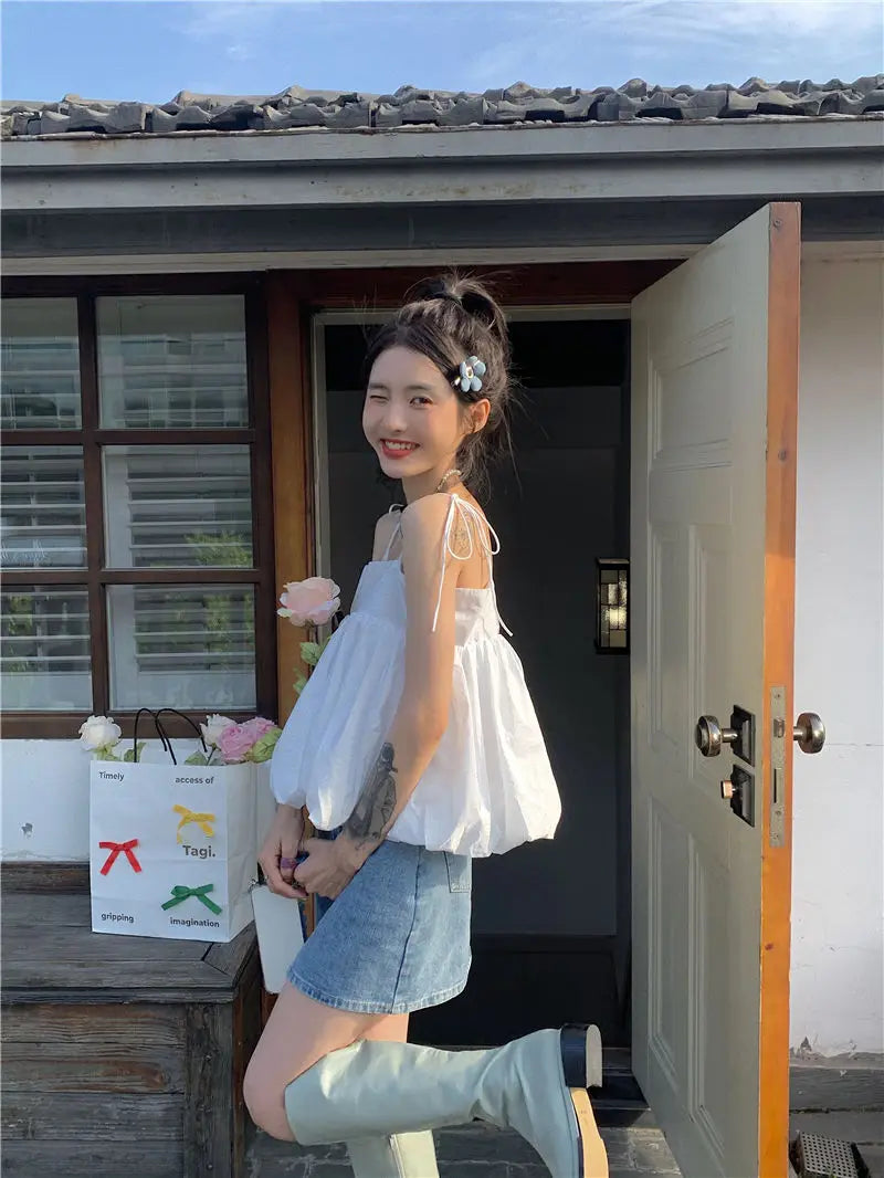 LEISURE LOVELY ALL MATCH LOOSE FROCK TYPE TOP