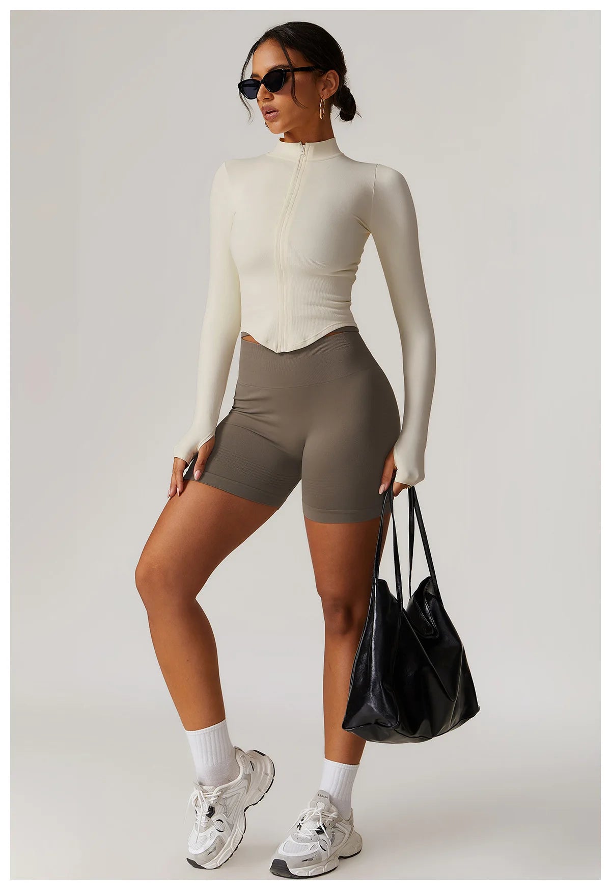 STANDING COLLAR LONG SLEEVED WORKOUT ACTIVE WEARS