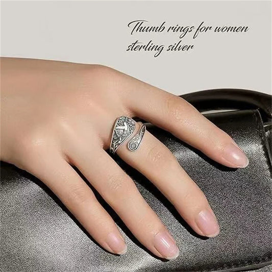 Hummingbird Sunflower Pattern Ring Bird Open Ring for Women Men Sterling Silver Adjustable Rings Party Wedding Jewelry Gifts