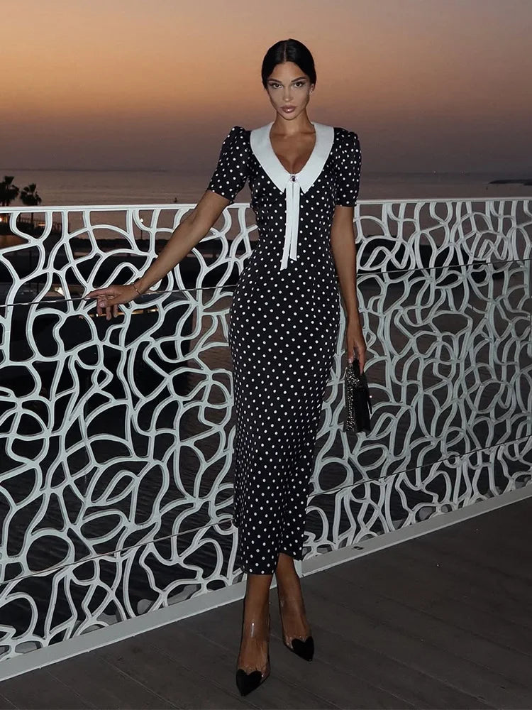 DOT PRINTED LONG DRESS