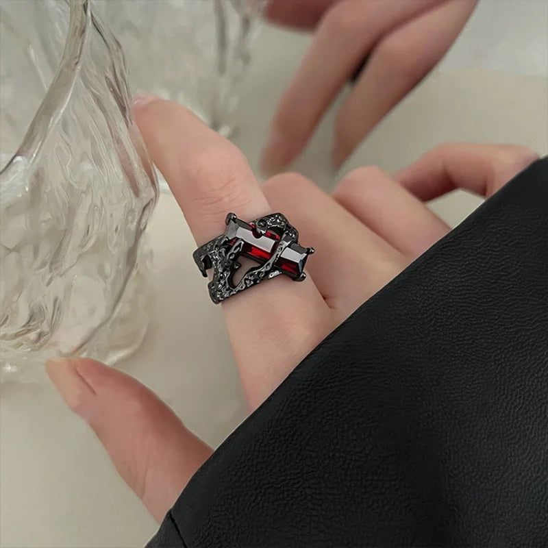 Korean Fashion Exquisite Purple Zircon Heart Star Ring Y2K Girls Pink Crystal Bow Knot Ring Women Party Dating Jewelry Gifts