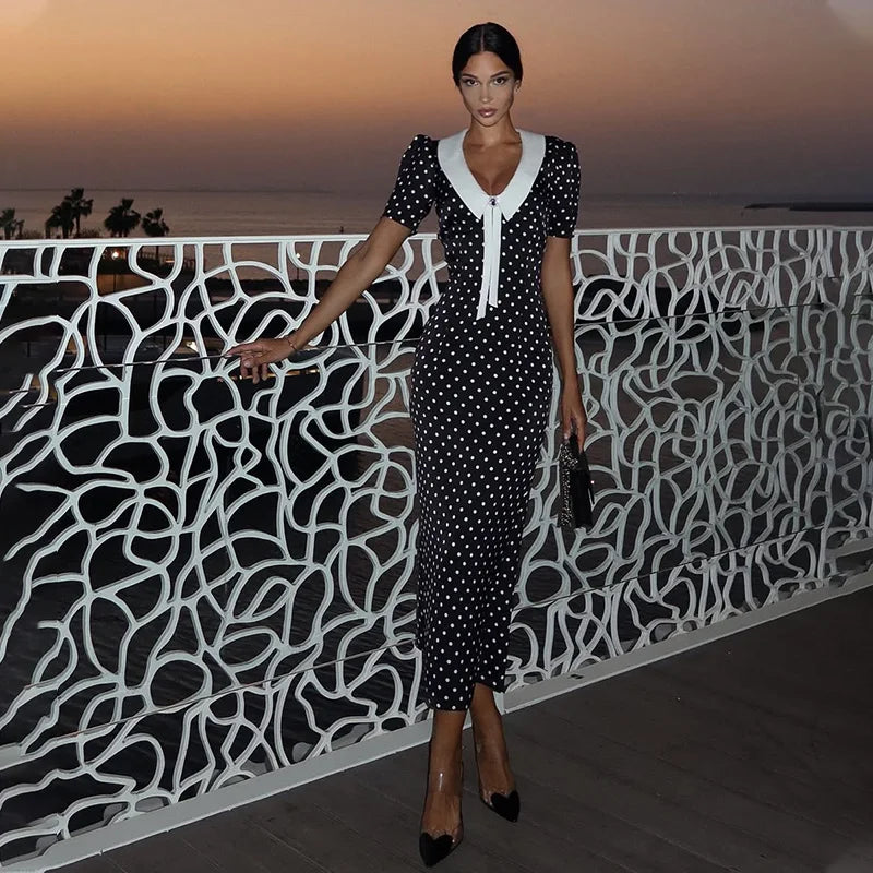 DOT PRINTED LONG DRESS