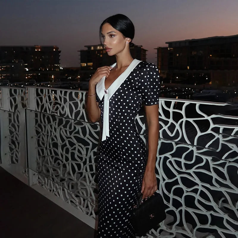 DOT PRINTED LONG DRESS