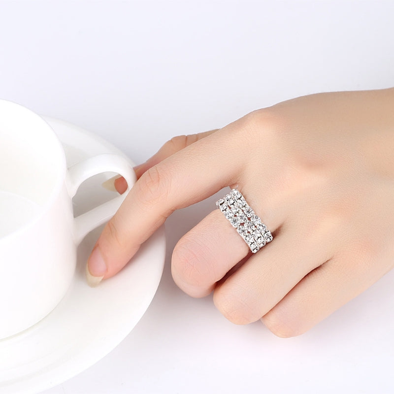 Elastic Ring Fashionable Stretch Crystal Inlaid Finger Rings Unique Engagement Wedding Promise  Ring Jewelry Gift