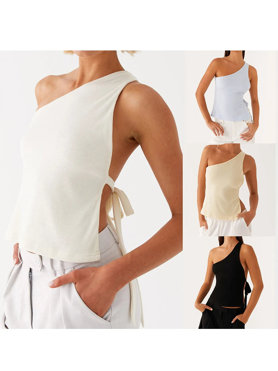 STYLISH SIDE TIE DESIGN BANDAGE TANK TOP