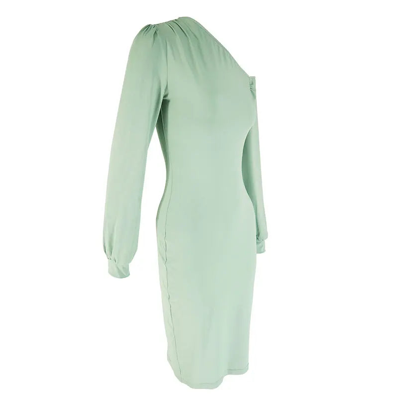 DAIGONAL COLLAR BODYCON DRESS