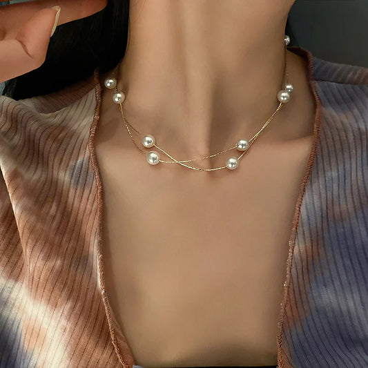 Pearl Necklaces Female Chain Choker Necklace for Women Jewelry Korean Fashion Neck Necklace 2022 Trend Girls Accessories