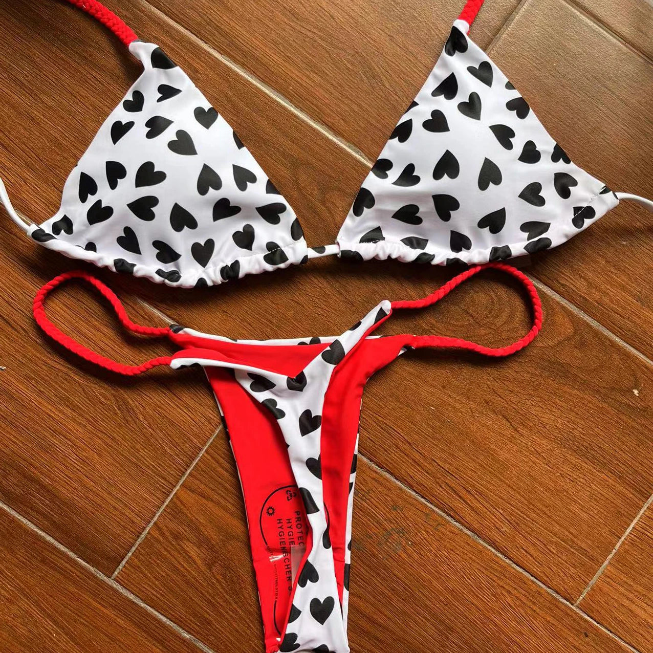 CUTE HEART PRINT THONG BIKINI