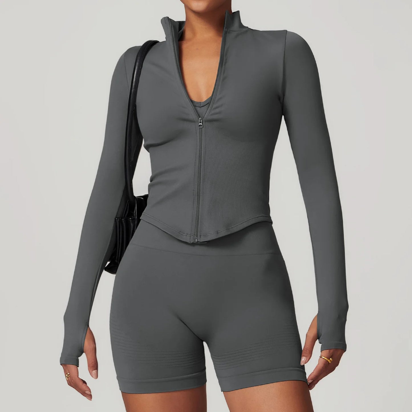 STANDING COLLAR LONG SLEEVED WORKOUT ACTIVE WEARS