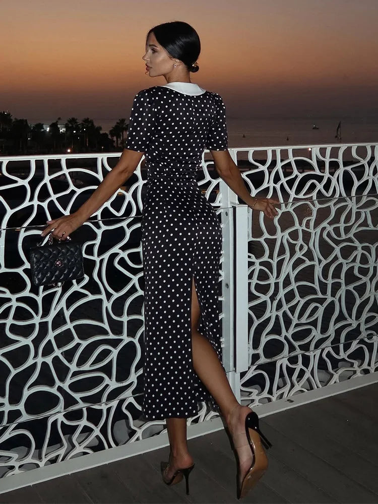 DOT PRINTED LONG DRESS