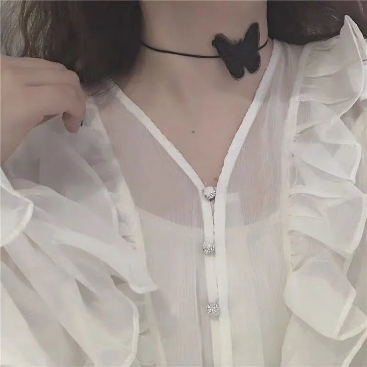 Girl Black Lace Choker Necklace For Women Grunge Neck Chain Collarbone Necklaces Punk Lolita Gothic jewelry For Girls Vintage