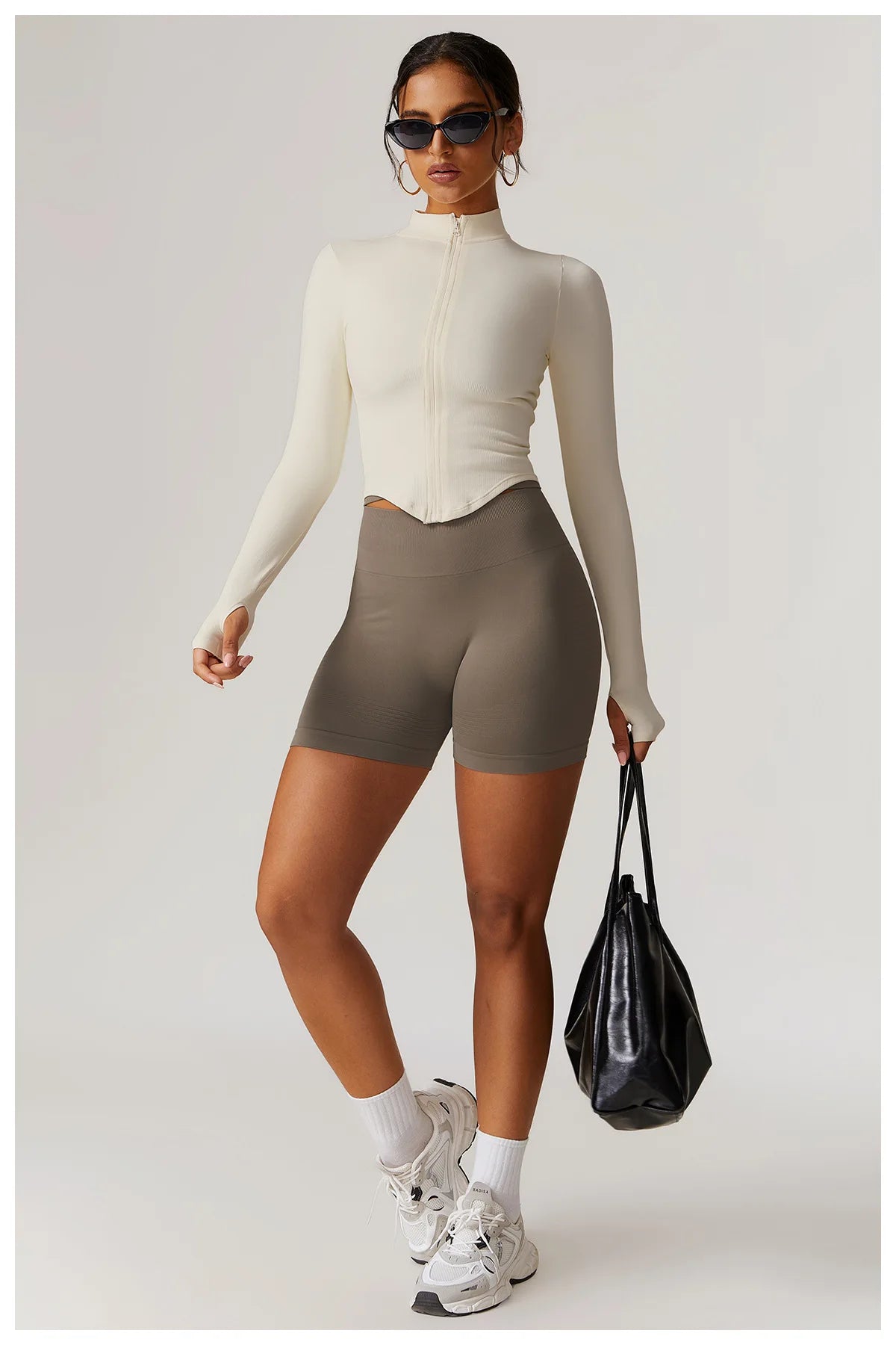 STANDING COLLAR LONG SLEEVED WORKOUT ACTIVE WEARS