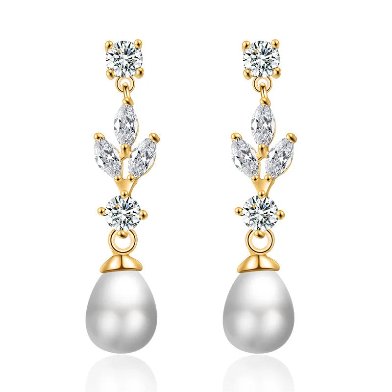 Business Gorgeous Imitation Pearl Ear studs Sweet Romantic Style Earrings Banquet Anniversary Earrings Female