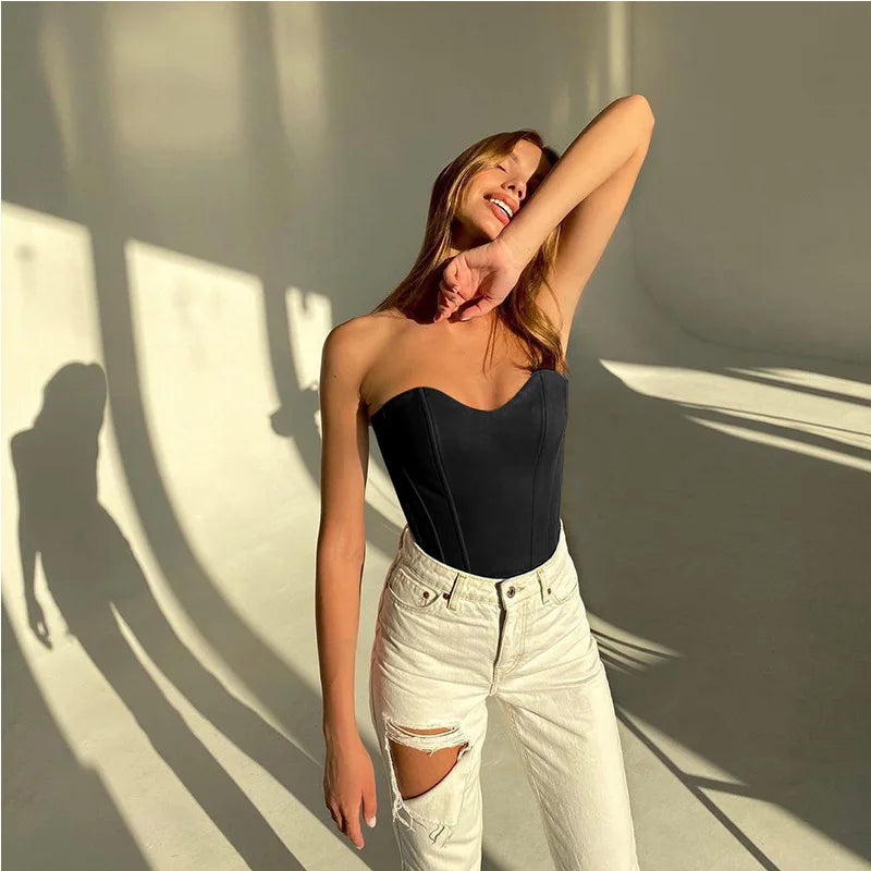 SKINNY CORSET CROPPED ELEGANT TANK TOP
