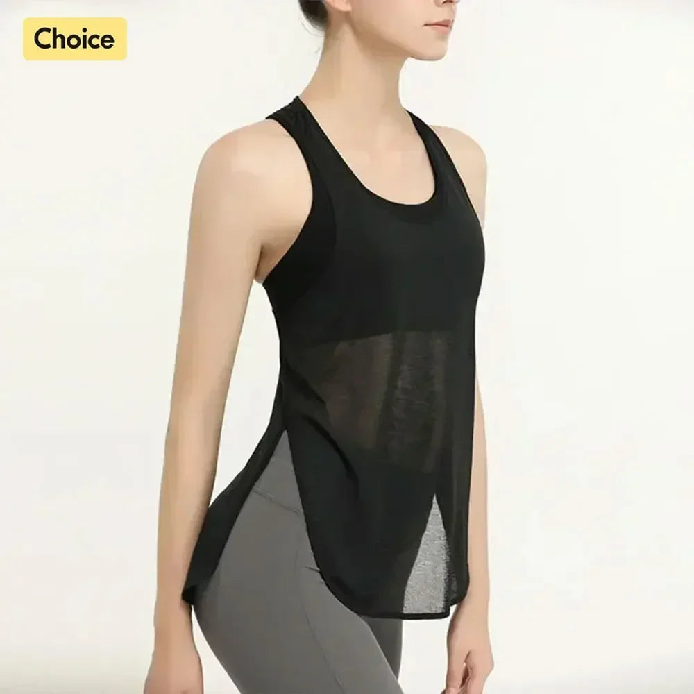 SEE THROUGH YOGA FITNESS SHIRT SPORTS VEST