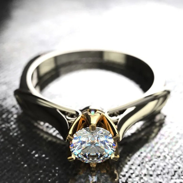 18K Gold Ring for Women Natural Zircon Rings with Gemstones Beautiful Jewelry Couples Wedding Rings