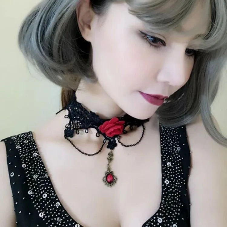 Girl Black Lace Choker Necklace For Women Grunge Neck Chain Collarbone Necklaces Punk Lolita Gothic jewelry For Girls Vintage