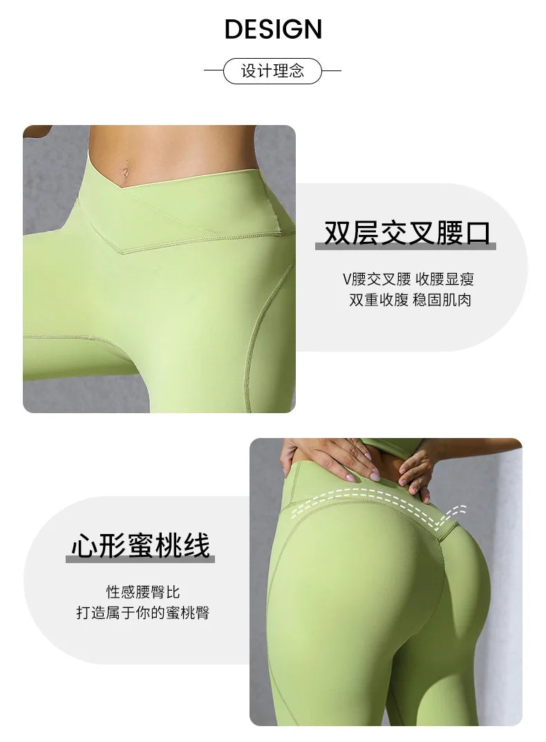 CROSSED HIGH WAIST LEGGINGS GYM WEARS