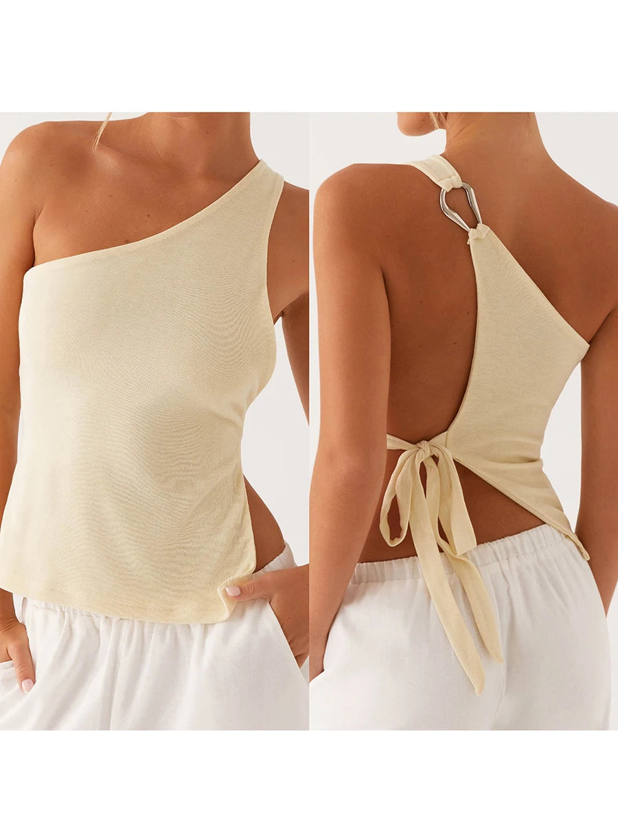 STYLISH SIDE TIE DESIGN BANDAGE TANK TOP
