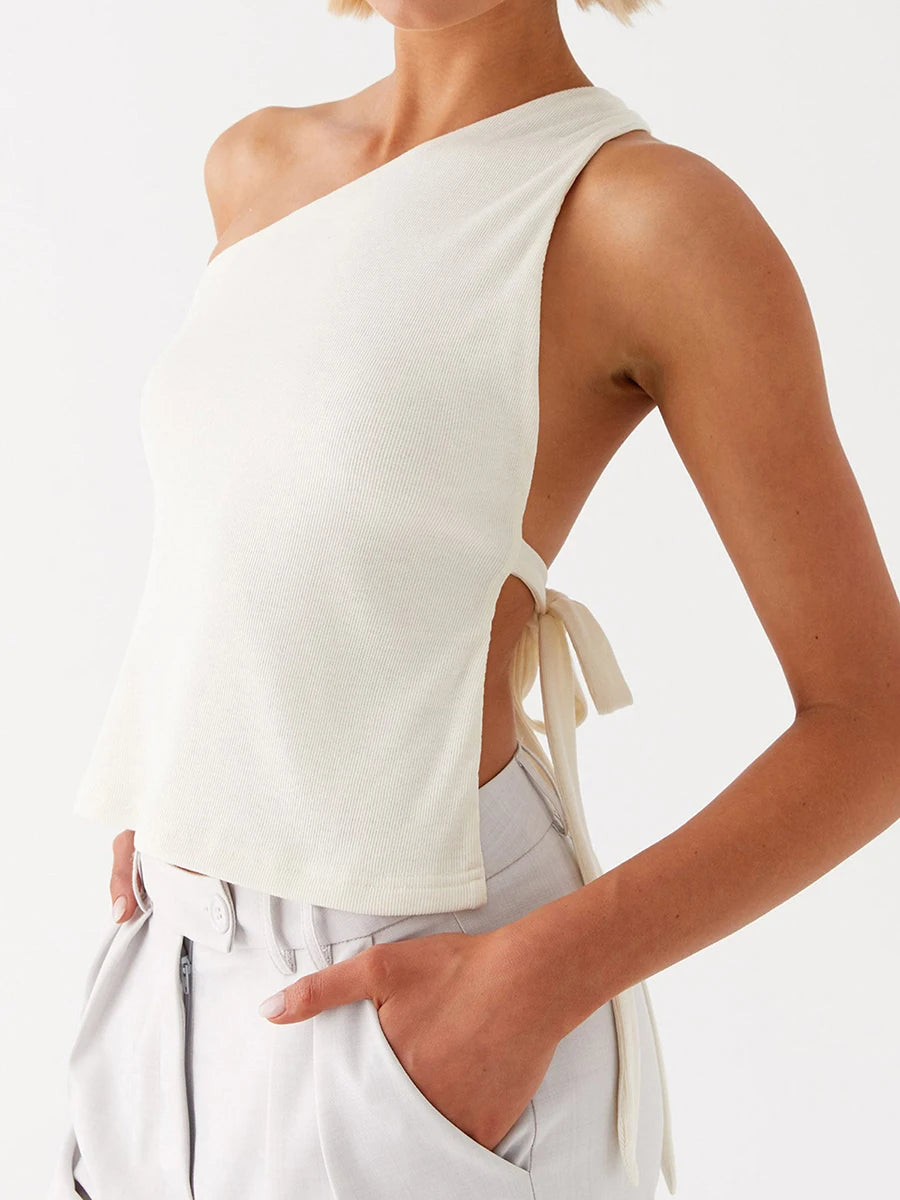 STYLISH SIDE TIE DESIGN BANDAGE TANK TOP