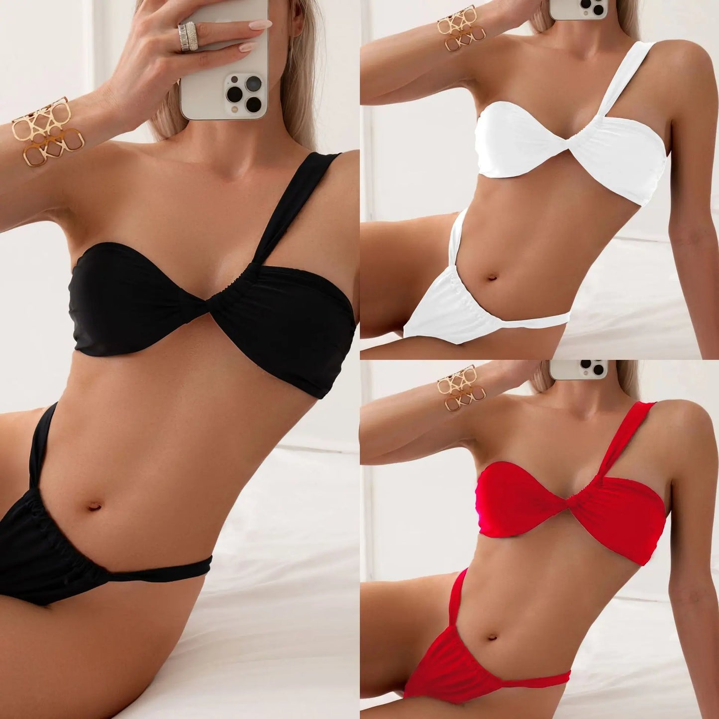 ONE SHOULDER TWO PIECE SWIMWEAR