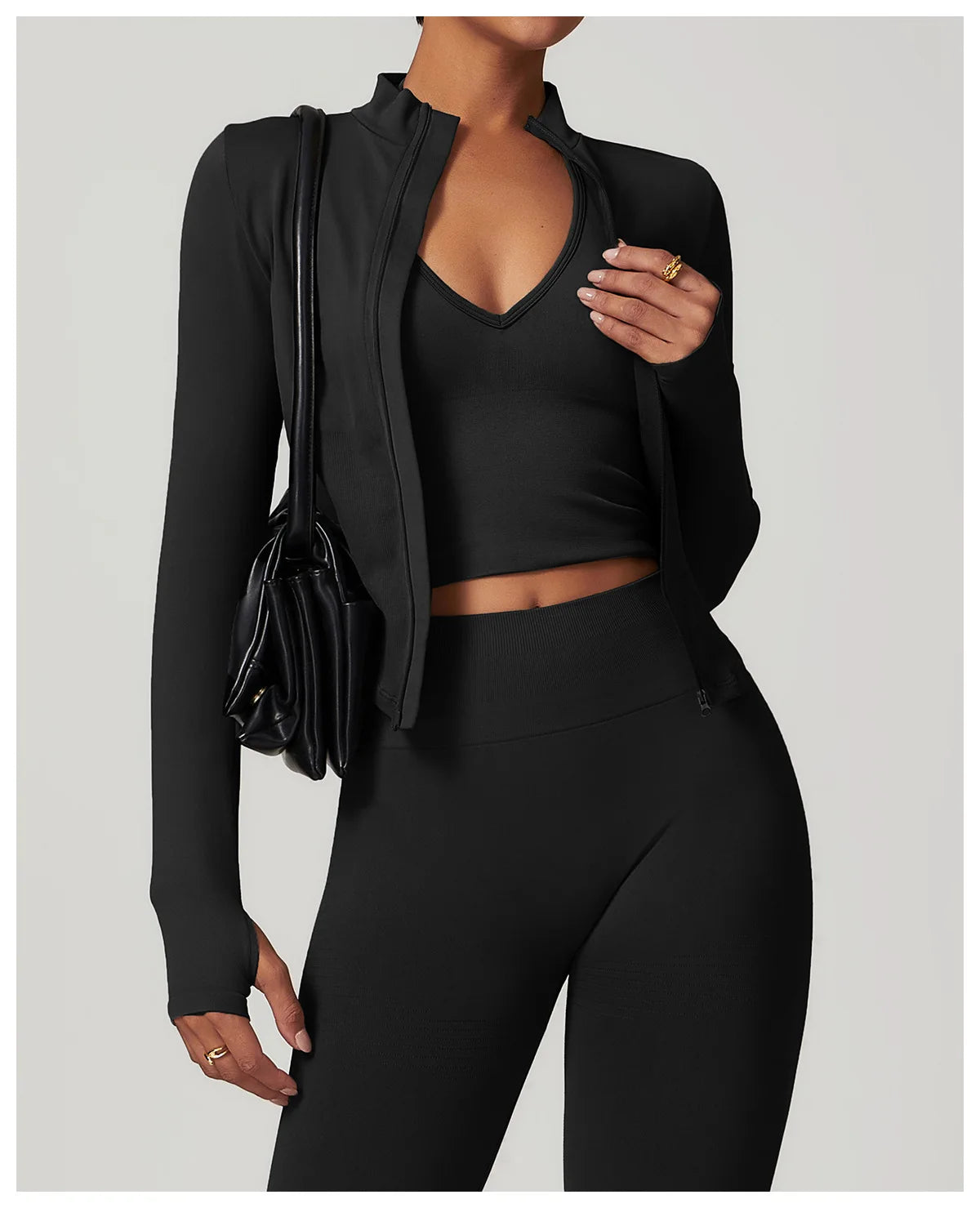 STANDING COLLAR LONG SLEEVED WORKOUT ACTIVE WEARS