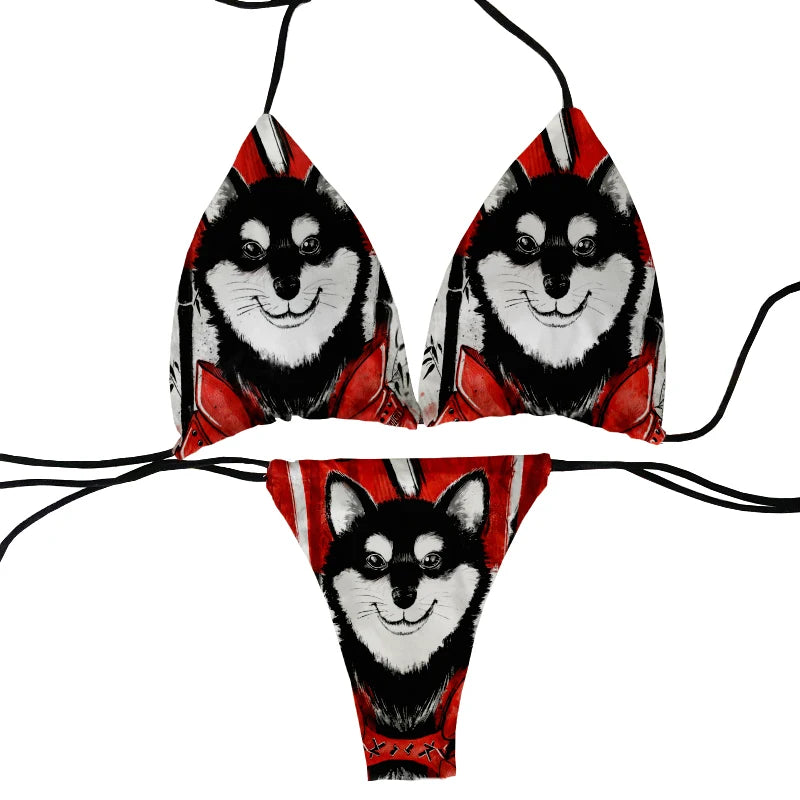 FUNNY ANIME TWO PIECE LACE-UP BIKINI
