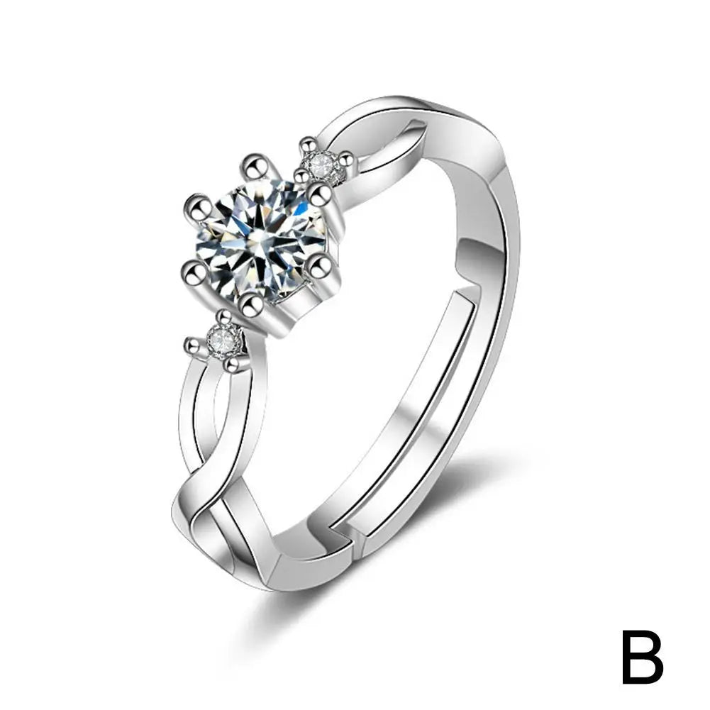 Fashion Silver Color Couple Rings Korean Simple Personality Romantic Pair Rings For Men And Women Adjustable Opening Gift