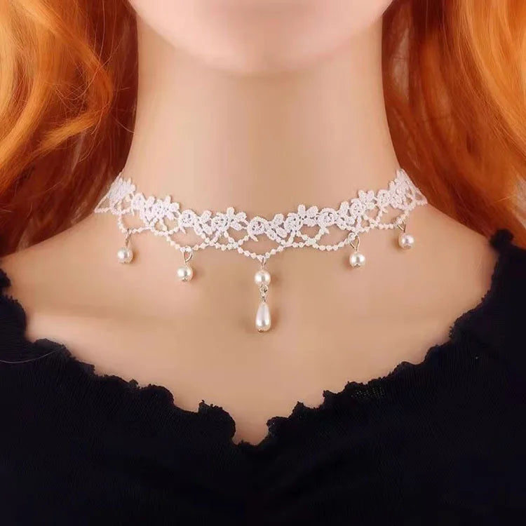 Girl Black Lace Choker Necklace For Women Grunge Neck Chain Collarbone Necklaces Punk Lolita Gothic jewelry For Girls Vintage