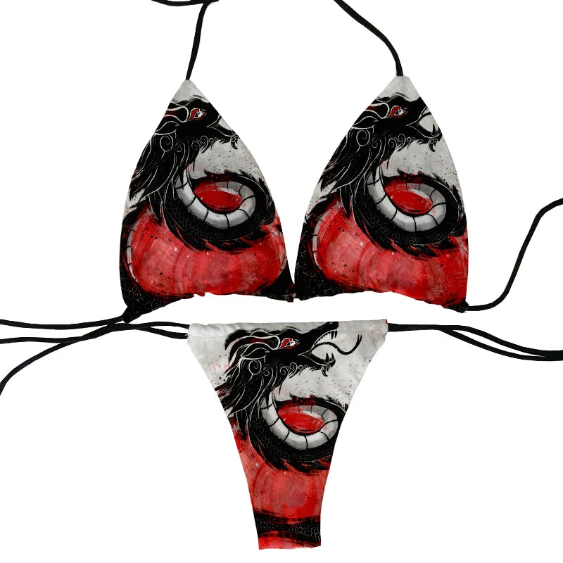 FUNNY ANIME TWO PIECE LACE-UP BIKINI