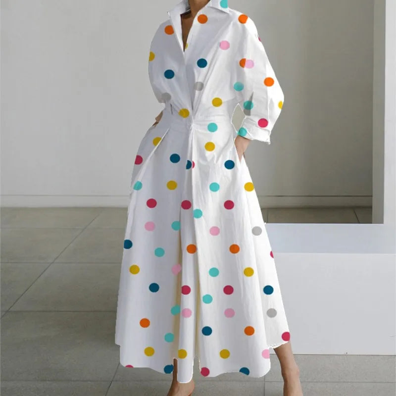 POLKA DOT LOOSE BUTTON UP DRESS