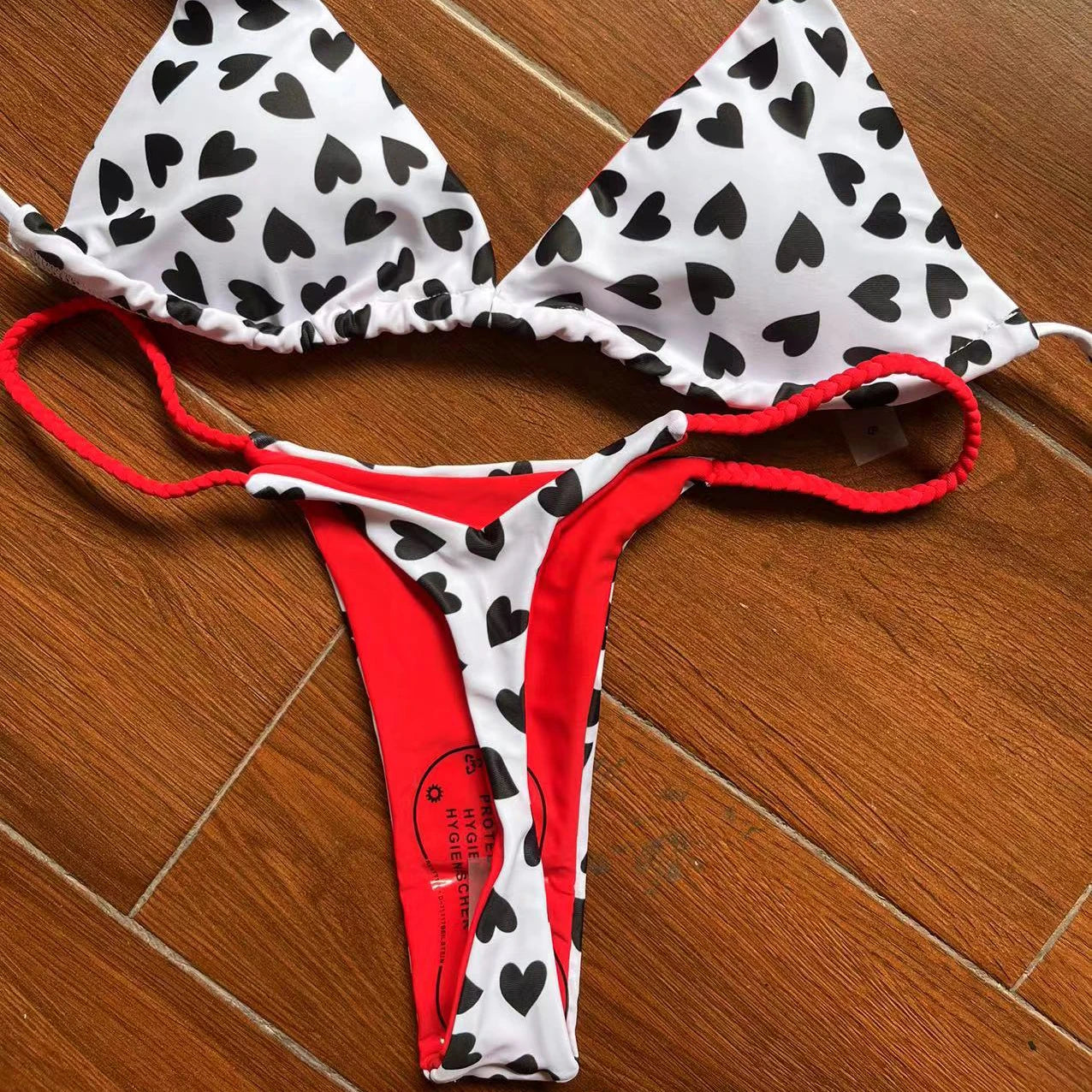 CUTE HEART PRINT THONG BIKINI