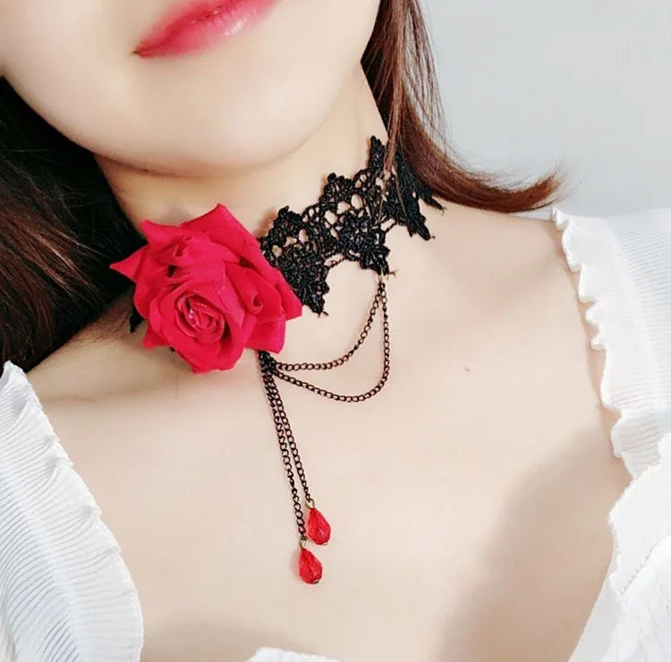 Girl Black Lace Choker Necklace For Women Grunge Neck Chain Collarbone Necklaces Punk Lolita Gothic jewelry For Girls Vintage
