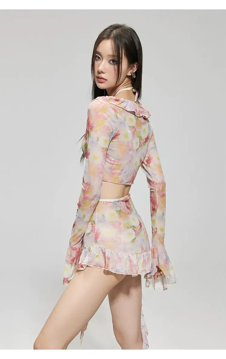 GIRLISH FLORAL SWEET PRINTED SWIMWEAR
