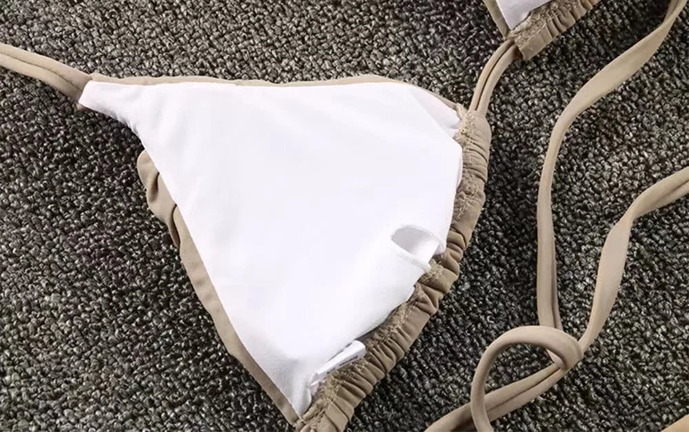 HALTER PLEATED TRIANGLE SWIMWEAR