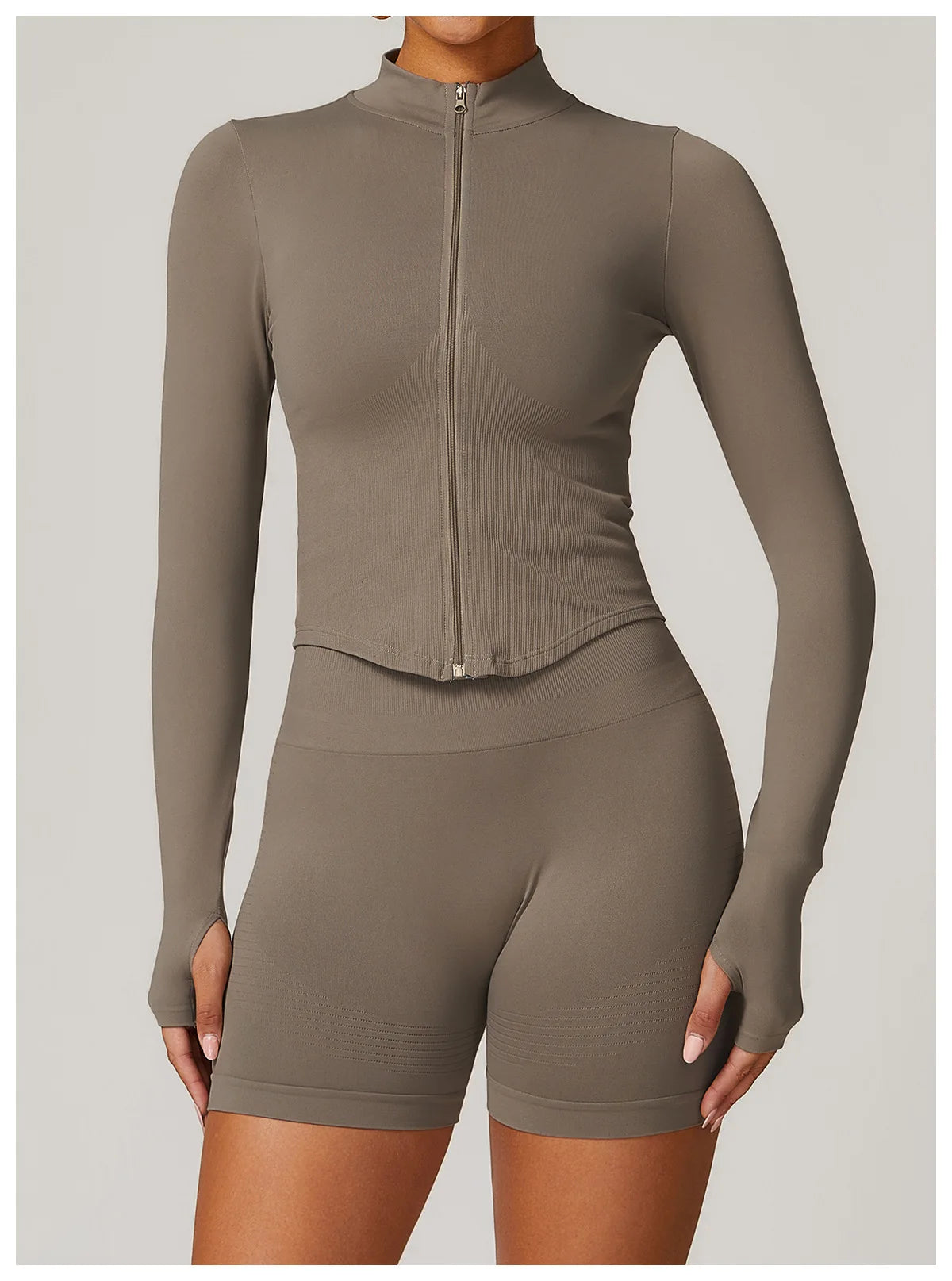 STANDING COLLAR LONG SLEEVED WORKOUT ACTIVE WEARS